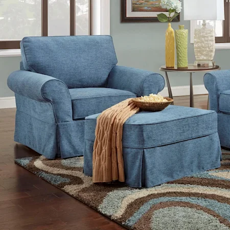 Chair & Ottoman with Slipcovers